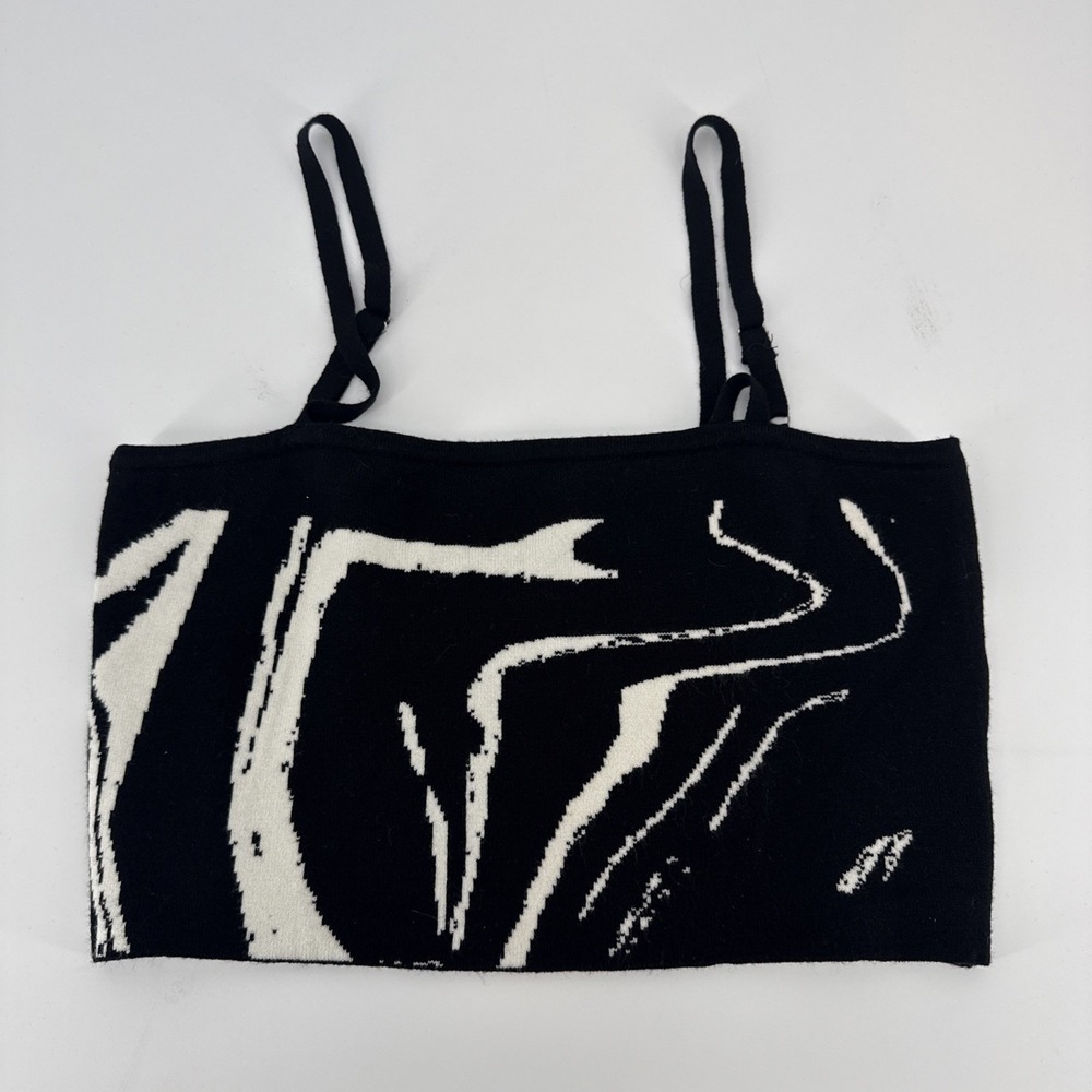 Rehab Lab Woman LRG Soft Black And White Halter/Tube‎ Top Y2K Zebra Grunge Edgy
